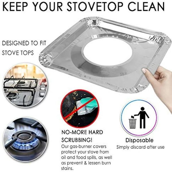 10pcs Stove Top Cover Aluminum Foil Stove Burner Reusable High Temperature Resistant Stove Protector For Clean