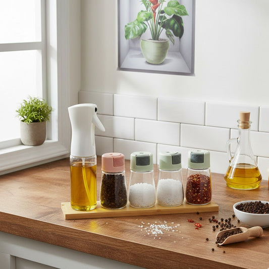 4Pcs Oil & Spice Set For Kitchen Organizer