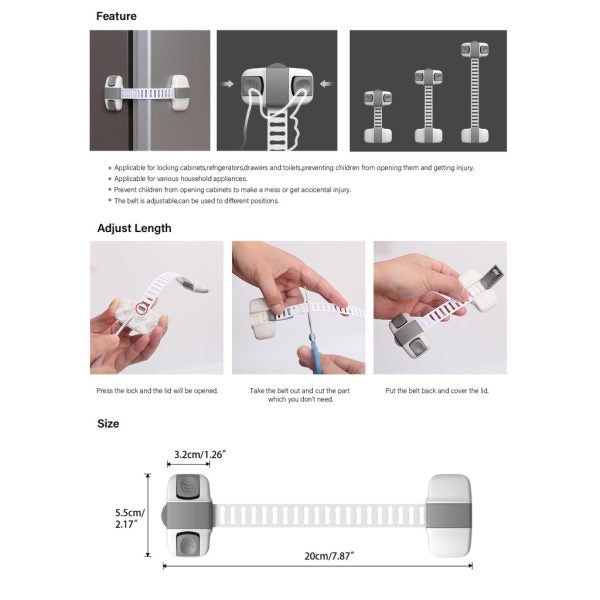 Adjustable Multi Purpose Lock Child Safety Cabinet Lock Protector Drawer Door Cabinet Lock Plastic Protection Kids Safety Door Lock