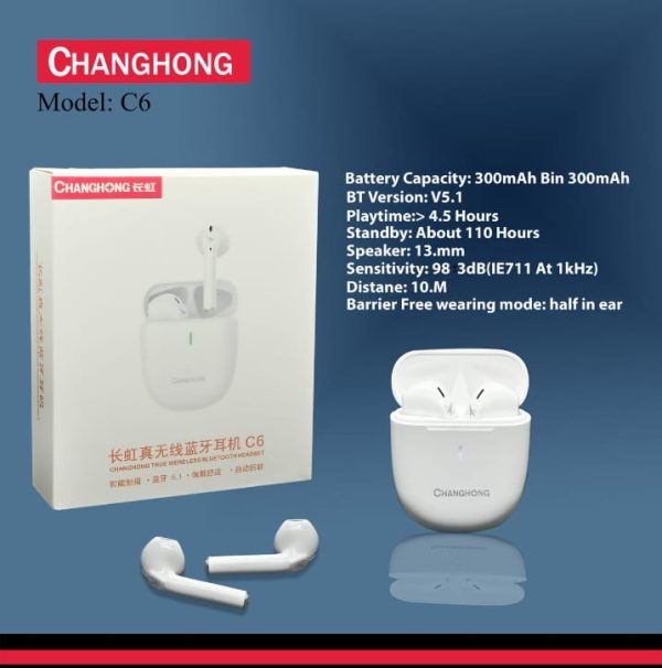 Changhong C6 bluetooth 5.1, Hd Sound Quality Wireless Airbuds