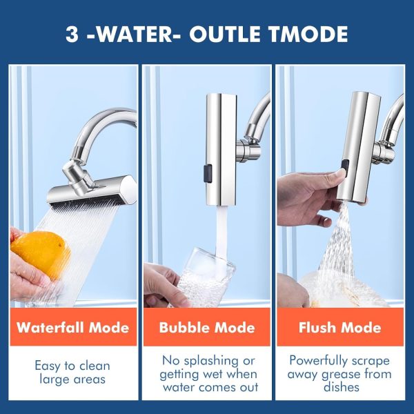 Multifunctional Kitchen Sink Waterfall Faucet Pressurized Shower Bubbler Splash-proof 4 Modes Spout Bathroom Basin Tap Extender Adapter